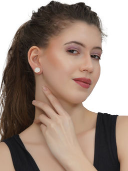 Carlton London - White Rose Gold Plated Stones Earrings