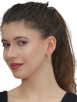 Carlton London - White 18K Gold Plated Stones Earrings