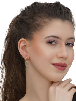 Carlton London - White 18K Gold Plated Stones Earrings