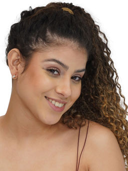 Carlton London - White Rose Gold Plated Stones Earrings