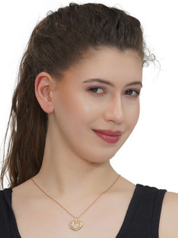 Carlton London - White Rose Gold Plated Stones Necklace