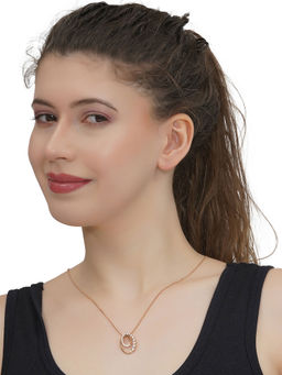 Carlton London - White Rose Gold Plated Stones Necklace