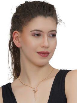 Carlton London - White Rose Gold Plated Stones Necklace