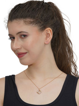 Carlton London - White Rose Gold Plated Stones Necklace