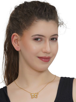 Carlton London - White 18K Gold Plated Stones Necklace