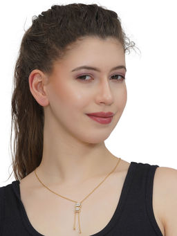 Carlton London - White 18K Gold Plated Stones Necklace