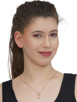 Carlton London - White Rose Gold Plated Stones Necklace