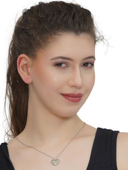 Carlton London - White Rhodium Plated Stones Necklace