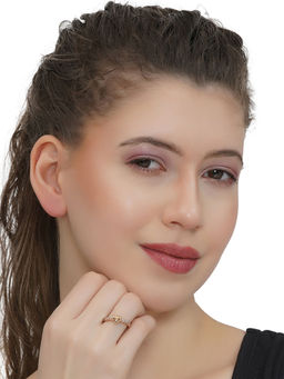 Carlton London - White Rose Gold Plated Stones Ring