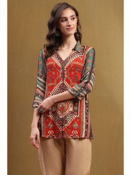 Biba - Womens Multi-Color Rayon Straight Shirt