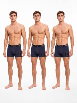 Guess - Men Blue Printed Cotton Regular Fit 3 Trunks (Pack of 3)
