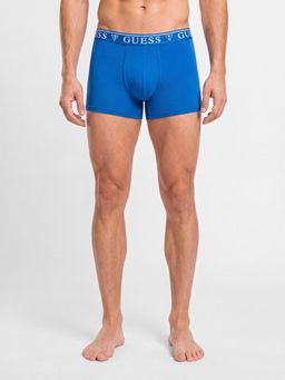 Guess - Men Blue Solid/Plain Cotton Regular Fit Trunks