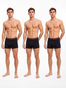 Guess - Men Black Solid/Plain Cotton Regular Fit 3 Trunk (Pack of 3)