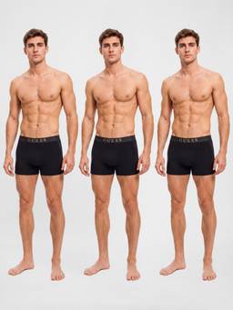 Guess - Men Black Solid/Plain Polyamide Regular Fit 3 Trunks (Pack of 3)