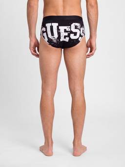 Guess - Men Black Printed Cotton Regular Fit Brief