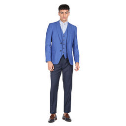 Arrow - Men Blue Body Tailored Regular Fit Three Piece Suit (set Of 2)