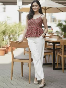 Varanga - Rust Printed Shoulder Straps Top