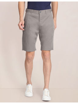 U.S. POLO ASSN. - Grey Mid Rise Solid Slim Fit Shorts
