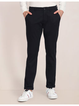 U.S. POLO ASSN. - Black Austin Trim Fit Solid Casual Trousers