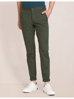 U.S. POLO ASSN. - Dark Green Solid Twill Casual Trousers