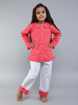 Little Clothings - Shirt With Collar Neck Paired With A Solid Pajama Pink (Set of 2)