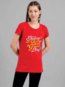 KOTTY - Women's Round Neck Printed Cotton T-Shirt