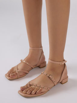 Twenty Dresses by Nykaa Fashion - Women Pink Square One Toe Metal Eyelet Detail Flats