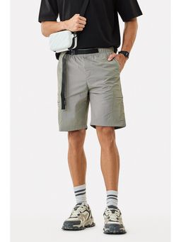Snitch - Light Grey Textured Regular Casual Shorts for Men