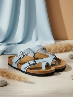 EZOK - Blue Synthetic Slip On With Buckle Sandals