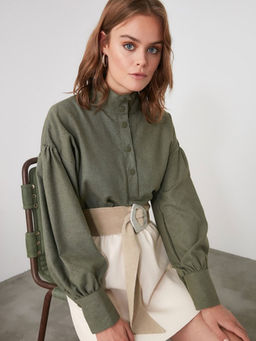 Trendyol - Green Buttoned Blouse (UK 8)