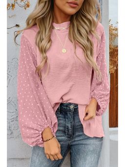 Errabelly - Pink Swiss Dot Balloon Sleeve Loose Top