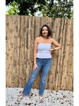 Label Tanvee - White Cotton Smocked Tube Top