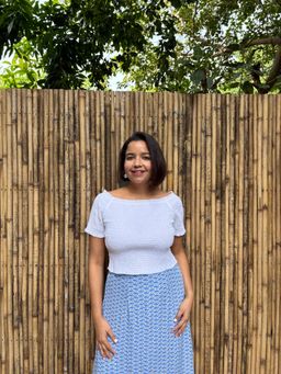 Label Tanvee - White Cotton Smocked Boat Neck Crop Top