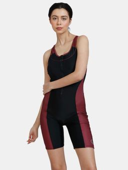 Zivame - Zelocity Padded Bodysuit With Zipper - Anthracite