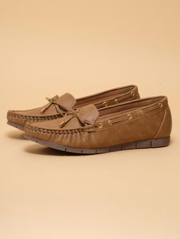 ERIDANI - Women Priscilla Beige Comfortable Slip-On Boat Shoes