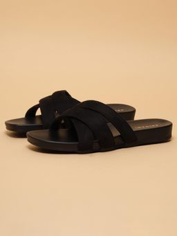 ERIDANI - Women Vessie Black Cross Strap Slip-On Sandal