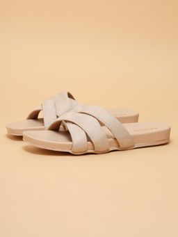 ERIDANI - Women Vessie Offwhite Cross Strap Slip-On Sandal