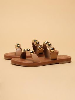 ERIDANI - Women Viella Beige Studded Flats