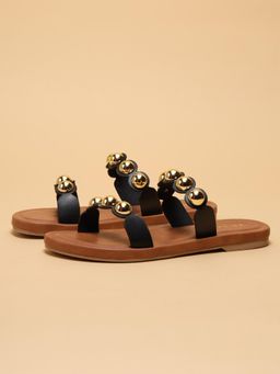 ERIDANI - Women Viella Black Studded Flats