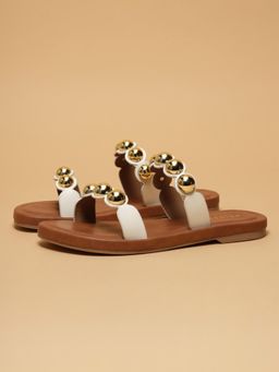 ERIDANI - Women Viella White Studded Flats