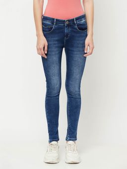 CRIMSOUNE CLUB - Women Blue Solid Light Fade Jeans