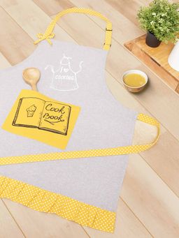 BLANC9 - Cookbook Grey Cotton Printed Apron