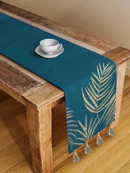 BLANC9 - Gold Foil Palm Leaf Printed Table Runner