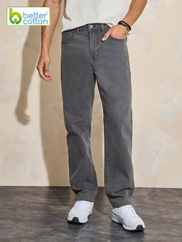 Styli - Men Grey Solid Relaxed Fit Stretchable Cotton Jeans