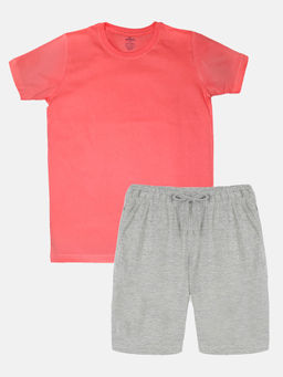 KiddoPanti - Boys Solid Half Sleeve Round Neck T-shirt & Shorts