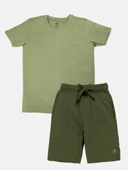 KiddoPanti - Boys Solid Half Sleeve Round Neck T-shirt & Shorts