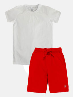 KiddoPanti - Boys Solid Half Sleeve Round Neck T-shirt & Shorts