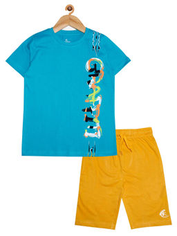 KiddoPanti - Boys Graffiti Printed T-shirt & Shorts