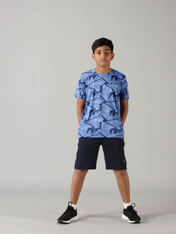 KiddoPanti - Boys Blue Polyester Sports T-shirt and Shorts