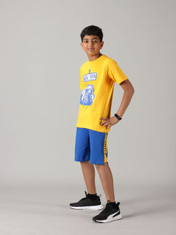 KiddoPanti - Boys Yellow Printed T-shirt and Shorts